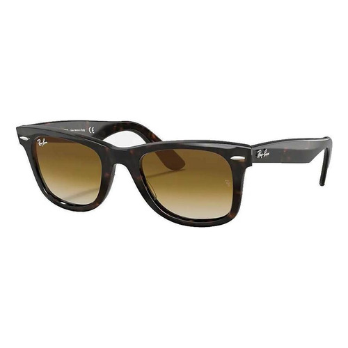 Anteojos de sol Ray-Ban Wayfarer Original Classic Large con marco de acetato color polished tortoise, lente light brown de cristal degradada, varilla polished tortoise de acetato - RB2140