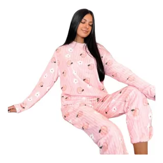 Pijama Mujer Conjunto Plush Importado Calentito Suave