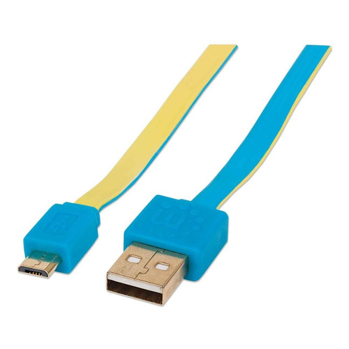 Cable Manhattan 391283 Usb A Micro-usb B 1.8m Azul/amari /v Color Azul