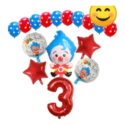 Kit Decoración Globos Metálicos Y Latex Payaso Plim Plim