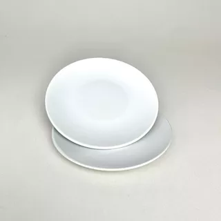 2 Pratos De Sobremesa Cerâmica Branco Clean Minimalista 20cm