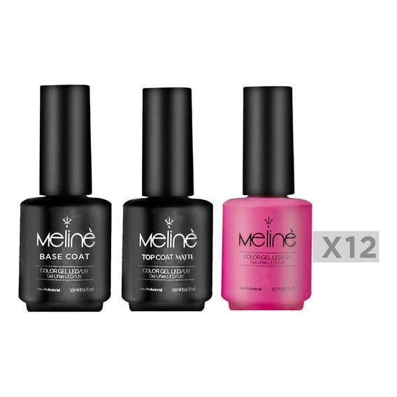 Kit 12x Esmaltes Meliné Semipermanentes + Base Y Top