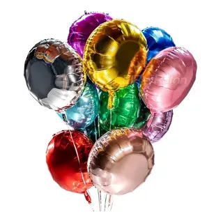 10 Globos Metalicos Redondos 18 Pulgadas Para Decoración N99