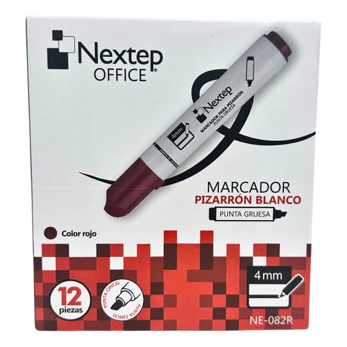 Marcador Pizarron Blanco Nextep Color Rojo C12 Pzas Ne-0 /vc