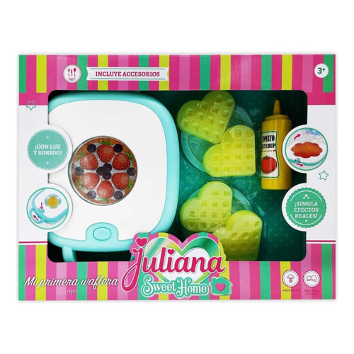 Juliana Sweet Home Mi Primera Waflera + 4 Waffles Corazón Color Verde claro
