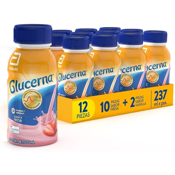 Glucerna 12 Pack Tratamiento Diabetes (10 Fresa Y 2vainilla)