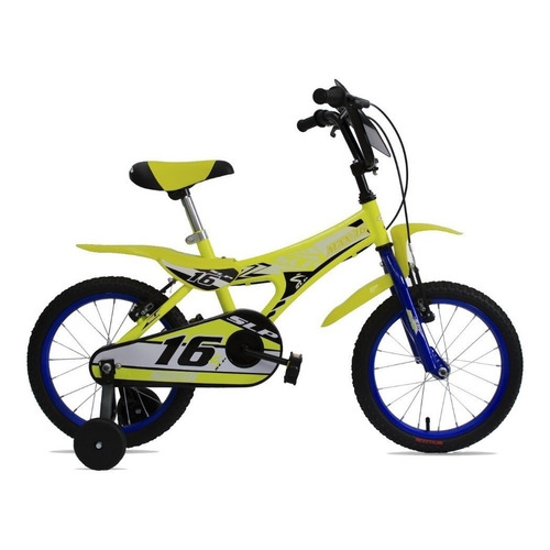 Bicicleta bmx freestyle infantil SLP Max R16 1v frenos v-brakes color amarillo con ruedas de entrenamiento  