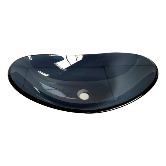 Solana Ovalin Lavabo De Cristal Vidrio Templado de 45 cm Color Negro Modelo Denver / Ovalin Ovalado de Lujo Para Sobreponer en Mesa de Baño