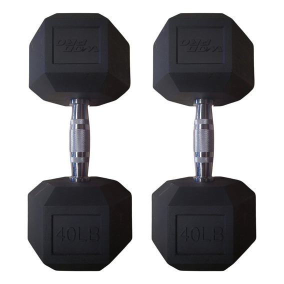 Par De Mancuernas Hexagonales 40 Libras Gym Crossfit Box Color Negro