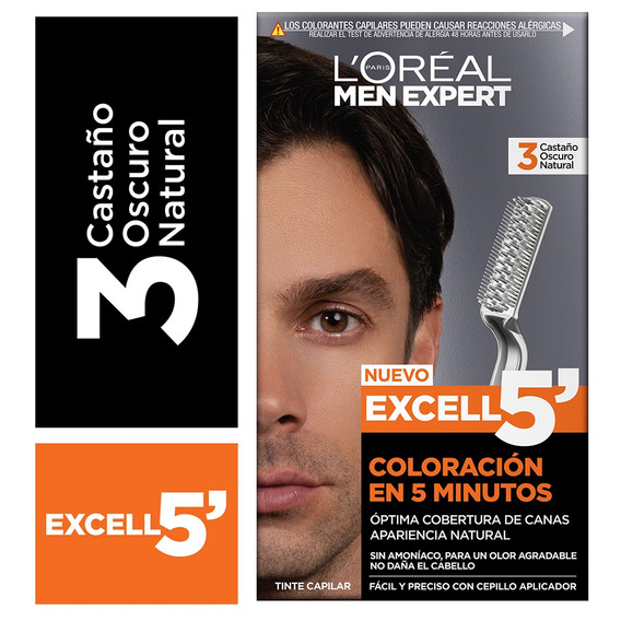 Tintura Excell 5 Tono 3 Castaño Oscuro Men Expert