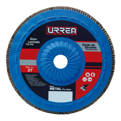 Disco Laminado 4 1/2 X7/8  13,300 Rpm, Grano 80 Fd458p Urrea Color Azul