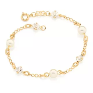 Pulseira Rommanel Com Pedras Banhado A Ouro 18k 19 Cm 550997