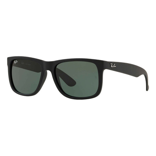 Anteojos de sol Ray-Ban Justin Classic RB4165 Standard con marco de nailon color matte black, lente transparent de policarbonato clásica, varilla matte black de nailon - RB4165