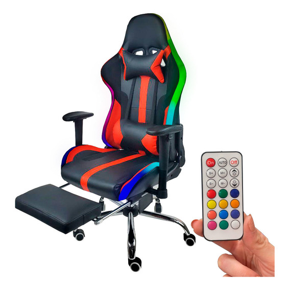 Silla Gamer Reclinable Ajustable Con Luces Y Control Dimm
