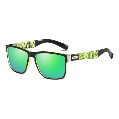 Gafas de sol polarizados Dubery Sol D518 con marco de policarbonato color negro/verde, lente verde de triacetato de celulosa, varilla negra/verde de policarbonato