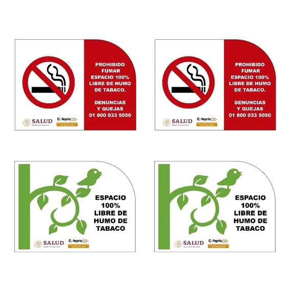 Señalamientos No Fumar Paquete De 4 Piezas