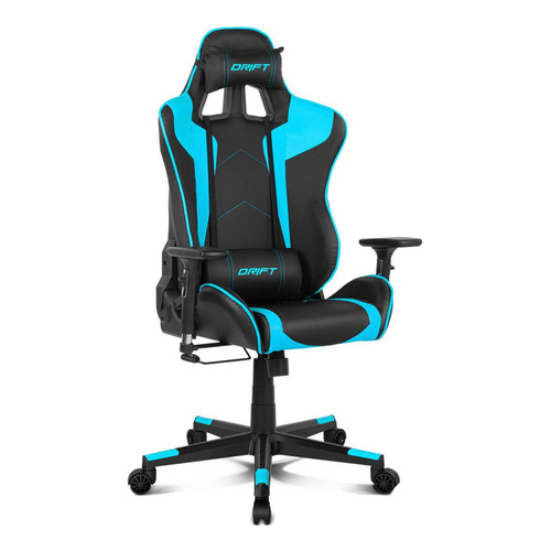 Silla de escritorio Drift DR300 gamer ergonómica  negra y azul con tapizado de cuero sintético