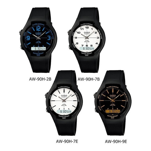 Reloj Casio Aw90 Caucho - Hora Doble - 100% Original Cfmx