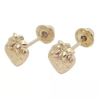 Amor Eterno - Broqueles Fresa Strawberry Bb Aretes Oro 10k 