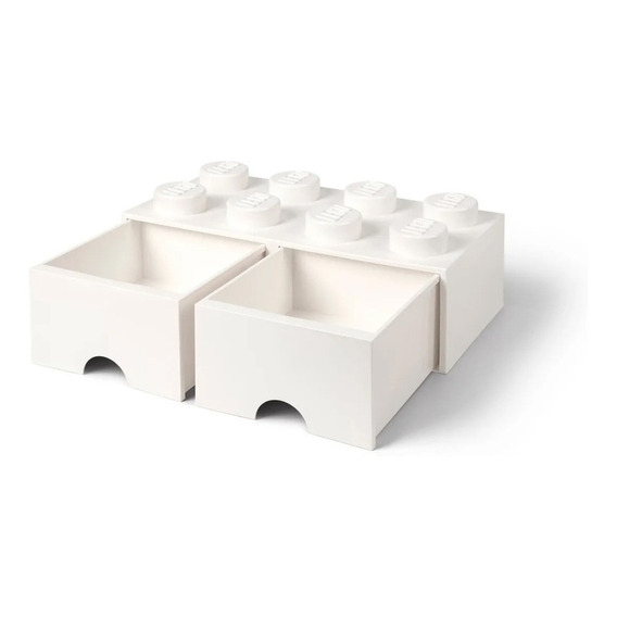 Lego Bloque Apilable Canasto 2 Cajones Brick Drawer 8 Color White