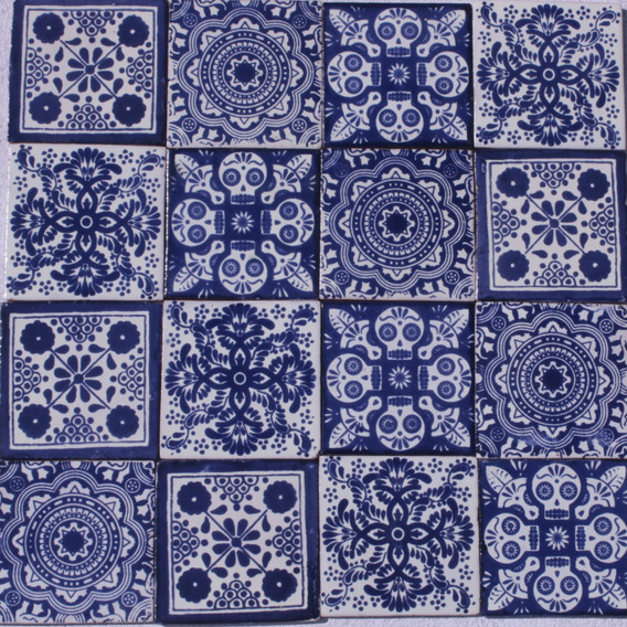 Azulejos De Talavera 100 Piezas 10cmx10cm Blanco Y Azul Prim