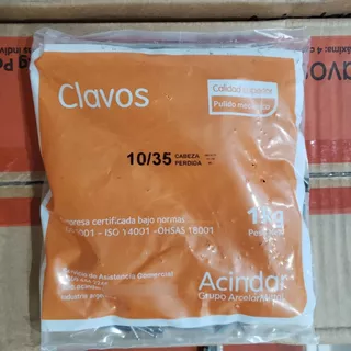 Clavos Acindar Cabeza Perdida 10/35 - Caja X 16 Kg.