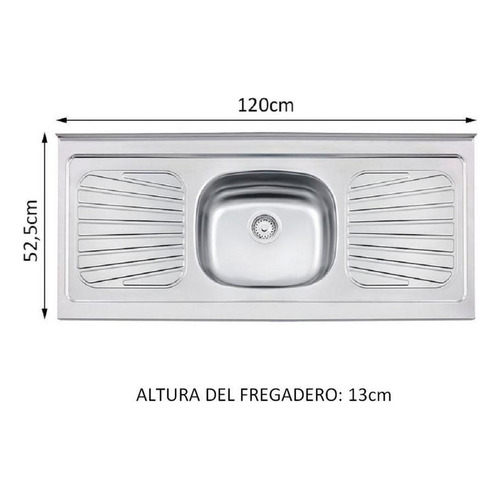 Lavadero Para Cocina Madesa De Acero Inoxidable 120 X 52 Cm Color Gris