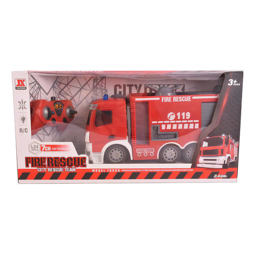 Juguete Camión Bombero A Radio Control Escala 1:24 Color Rojo