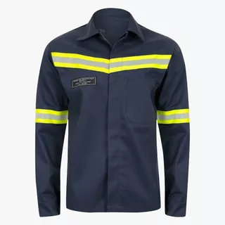 Uniforme Camisa Eletricista Risco 2 Anti Chama Nr 10 Azul 