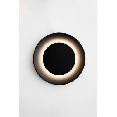 Aplique Circular Led Exterior Chulette M Negro 24cm 9w Cie 