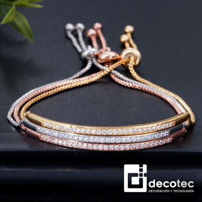 Conjunto De 3 Pulseras Zirconia Cúbica Tendencia, Ajustables