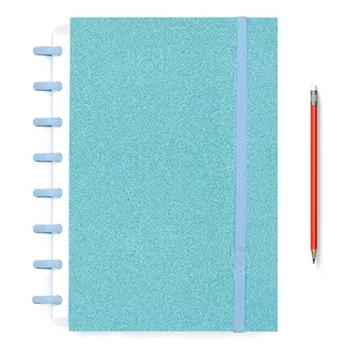 Caderno Criativo Inteligente  Glitter Azul - Médio Discos A5