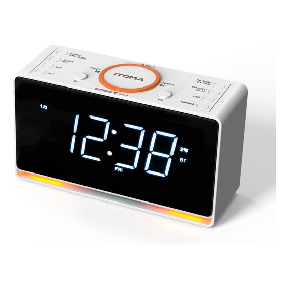 Reloj Despertador Doble C/fm Radio Bluetooth 5.3 Y Bocina