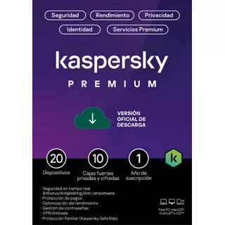 Kaspersky Premium 20 Dispositivo  1 Año