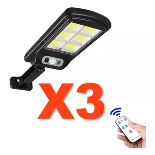 Pack X3 Luz Exterior Foco Solar 100w 240 Leds Sensor+control