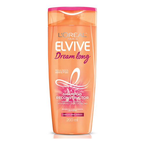 Shampoo L'Oréal Paris Elvive Shampoo L'oréal Paris Elvive Dream Long 680 ML Dream Long de keratina vegetal y óleo de ricino en tubo depresible de 200mL por 1 unidad