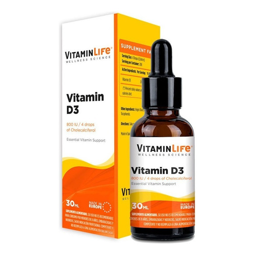 Vitamin D3 (800 Iu / 4 Drops / 30ml) - Vitamin Life Sabor Sin Sabor