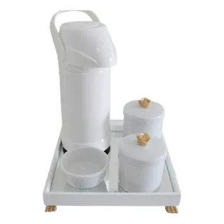 Kit Higiene Bandeja  Porcelana Bebe Algodao Cotonete Termica