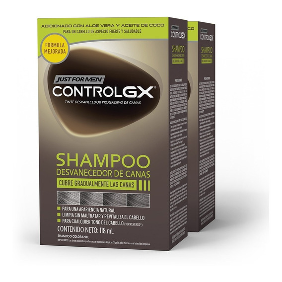 Shampoo Desvanecedor De Canas Just For Men Control Gx 2-pack