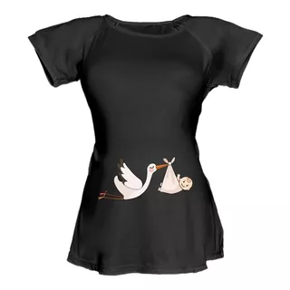 Blusa Negra  Para Embarazo Ranglan -bebe En Camino Cigüeña