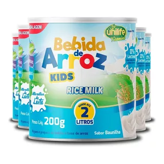 Kit 5 Bebida De Arroz Sem Lactose Kids Unilife 200g Sabor Sem Sabor