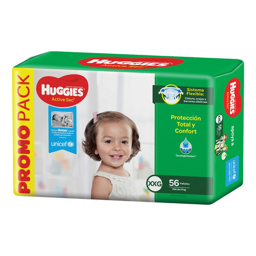 Pañales Huggies Active Sec  XXG