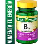 Vitamina B12 Cianocobalamin Sublingual 500 Mcg 200 Tabletas