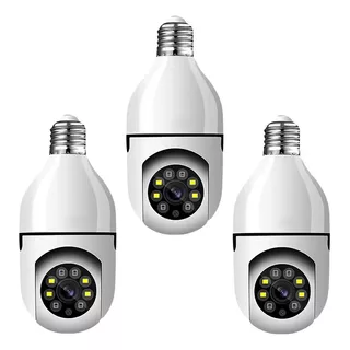 Kit 3 Camera Wifi Lampada Ip 360 Segurança Full Hd Noturna 