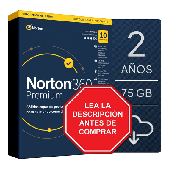 Antivirus Norton 360 Premium - 10 Dispositivos, 2 Años