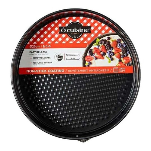 Molde Asadera Metal Desmontable Horno Redondo 26cm O´cuisine Color Negro