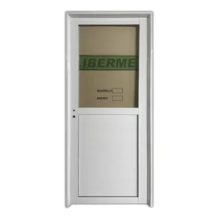 Puerta Aluminio Blanco Reforzada Medio Vidrio 80 X 200 Cm