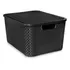 Caja Cesto Canasto Organizador Rattan 20lts Tapa - Negro