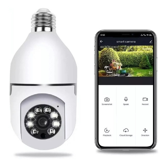 Camara Wifi Ip De Seguridad Bombillo Exterior Hd360ºptz V380