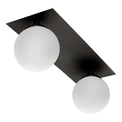 Plafon 2 Luces Elyn Globo Opal Apto G9 Deco Diseño